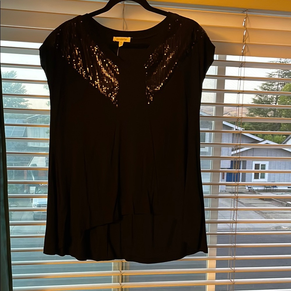 Loralette Black Sequin Sleeveless Blouse